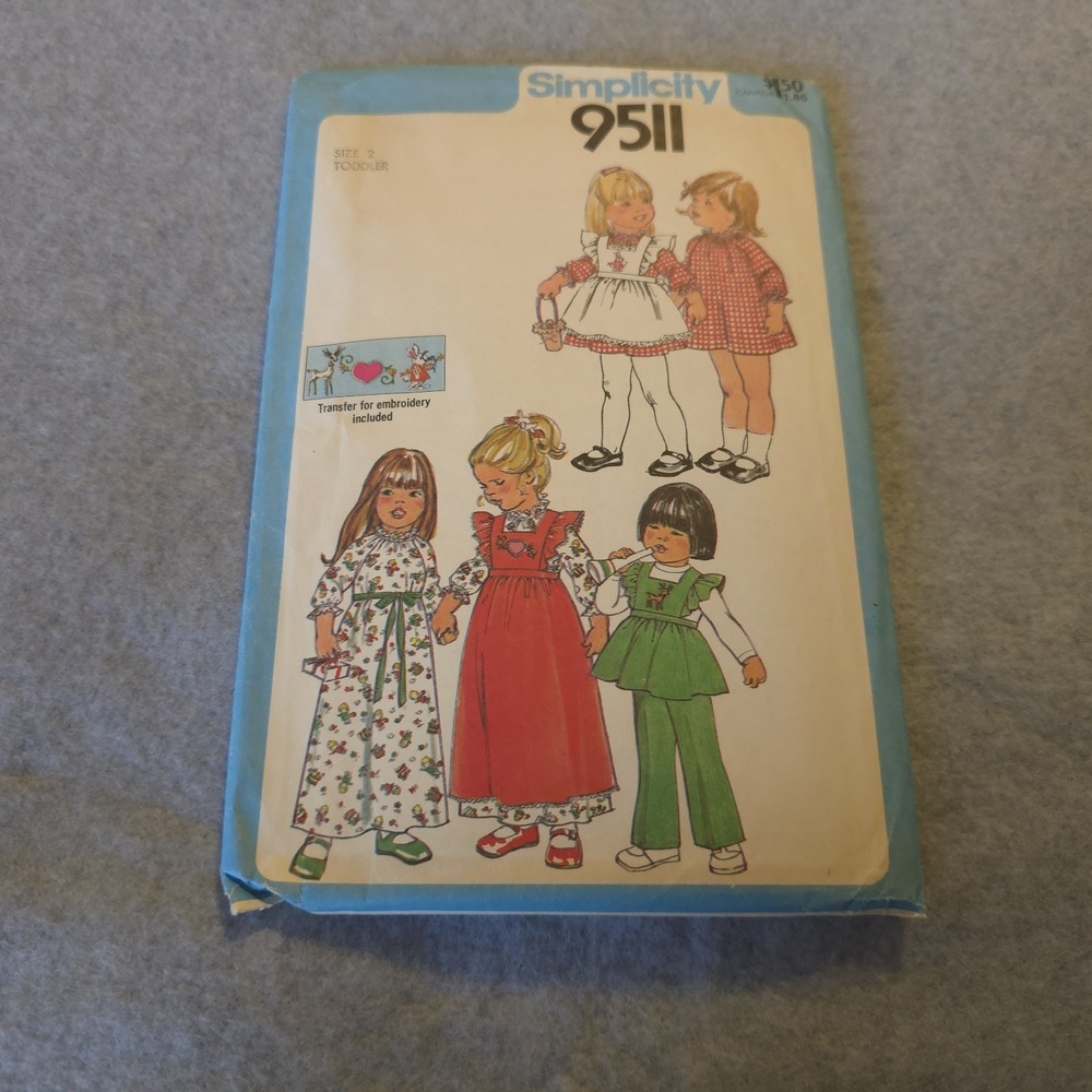 Vintage Simplicity 9511 Sewing Pattern Toddler Size‎ 2 Dress & Pants UNCUT 1970s